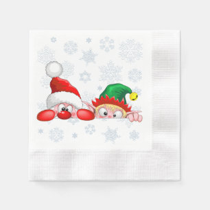 Kerstman en Elf Schattige en grappige karakters gl Servet