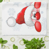 Kerstman en Elf Schattige en grappige karakters gl Theedoek (Gevouwen)