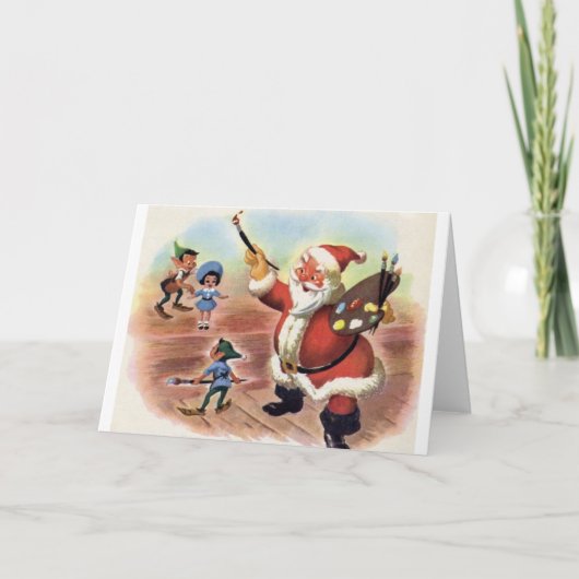 Kerstman en Elfen kerst Wenskaart Feestdagen Kaart (Voorkant)