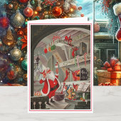  kerstman en Elves die koekjes en Snoep maken Feestdagen Kaart