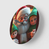 Kerstman en Elves Kerstklok Ronde Klok (Hoek)