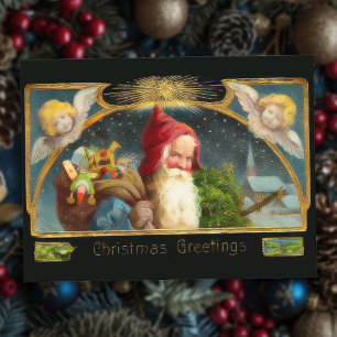  kerstman en engelen kerst Briefkaart