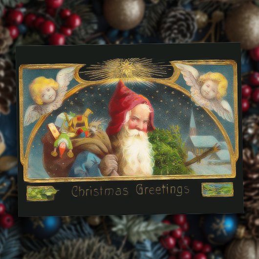 kerstman en engelen kerst Briefkaart