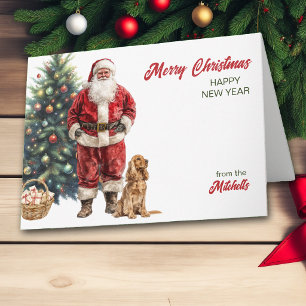 Kerstman en Engelse Cocker Spaniel Kerstmis Feestdagen Kaart