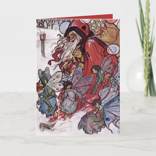 Kerstman en feeën van Florence Harrison Feestdagen Kaart (Voorkant)