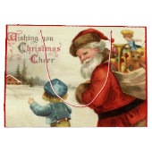 Kerstman en feesttas met kerstman en kind groot cadeauzakje (Achterkant)