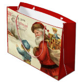 Kerstman en feesttas met kerstman en kind groot cadeauzakje (Achterkant Gekanteld)