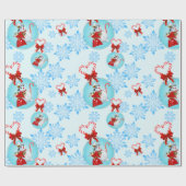 Kerstman en Gentle Snowflakes Cadeaupapier (Vlak)