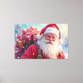 Kerstman en Geschenken Canvas Afdruk (Voorkant)