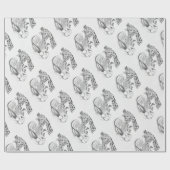 Kerstman en Giraffe Cadeaupapier (Vlak)