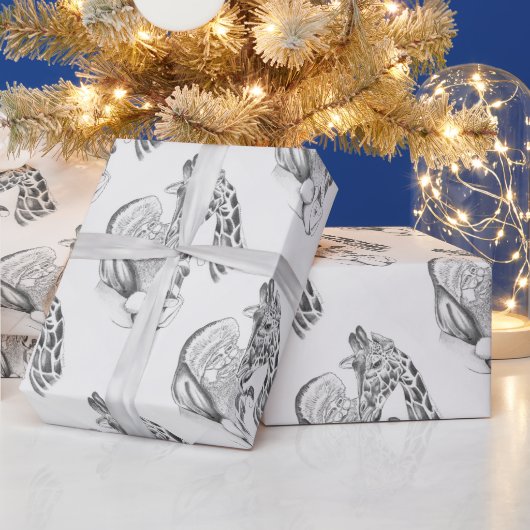 Kerstman en Giraffe Cadeaupapier (Feestdagen)