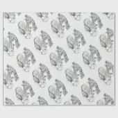 Kerstman en Giraffe Cadeaupapier (Vlak)