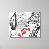 Kerstman en Giraffe Canvas Afdruk (Voorkant)