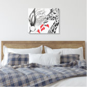 Kerstman en Giraffe Canvas Afdruk (Insitu (Slaapkamer))