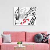 Kerstman en Giraffe Canvas Afdruk (Insitu (Woonkamer))