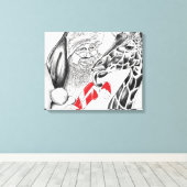 Kerstman en Giraffe Canvas Afdruk (Insitu (Houten vloer))