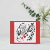 Kerstman en Giraffe Feestdagenkaart (Staand voorkant)