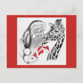 Kerstman en Giraffe Feestdagenkaart (Voorkant)