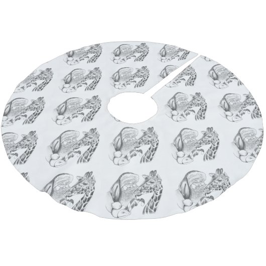 Kerstman en Giraffe Kerstboom Rok (Gekanteld)