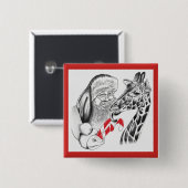 Kerstman en Giraffe Vierkante Button 5,1 Cm (Voorkant /achterkant)