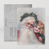 kerstman en glimlachend kind briefkaart (Voorkant / Achterkant)
