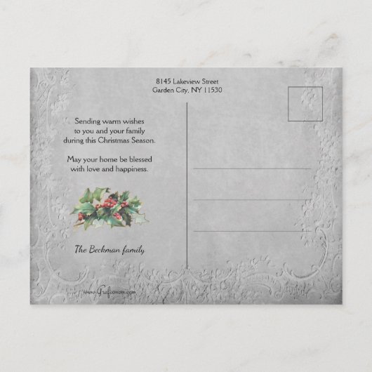  kerstman en glimlachend kind briefkaart (Achterkant)