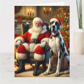 Kerstman en Great Dane Kerstmis Kaart (Voorkant)