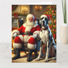 Kerstman en Great Dane Kerstmis Kaart