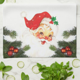 Kerstman en groenblijvende kerst keukendoeken theedoek