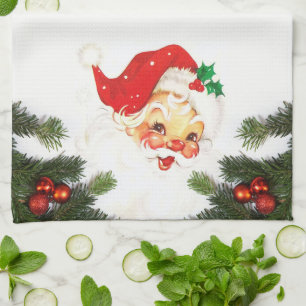 Kerstman en groenblijvende kerst keukendoeken theedoek
