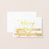 kerstman en groene kerst folie kaarten (Voorkant met envelop)