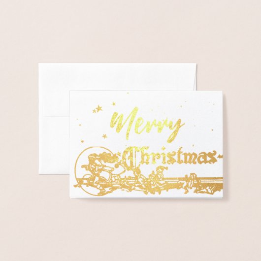  kerstman en groene kerst folie kaarten (Voorkant met envelop)