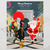 Kerstman en Haan Champagne Toast naar New Yea (Voorkant)