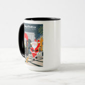 Kerstman en Haan Champagne Toast naar New Yea Mok (Voorkant links)