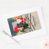 Kerstman en Haan Champagne Toast naar New Yea Rechthoekige Sticker (Envelop)