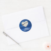 Kerstman en Hart Volle Maan over Water Kerstmis Ronde Sticker (Envelop)