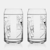 Kerstman en hert frisdrankglas blikvorm glas (Links)