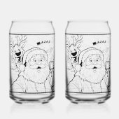 Kerstman en hert frisdrankglas blikvorm glas (Achterkant)