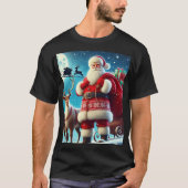 Kerstman en hert met geschenken t-shirt (Voorkant)