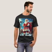 Kerstman en hert met geschenken t-shirt (Voorkant volledig)
