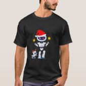 Kerstman en herten Robots Funny Geeky Vrolijk Kers T-shirt (Voorkant)