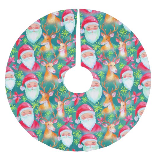 Kerstman en hertenpatroon kerstboom rok (Voorkant)