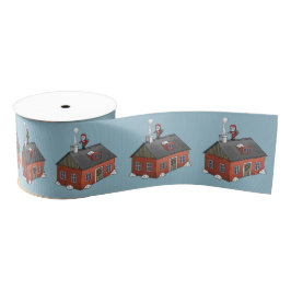 Kerstman en het kleine rode huis grosgrain lint