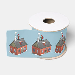 Kerstman en het kleine rode huis grosgrain lint
