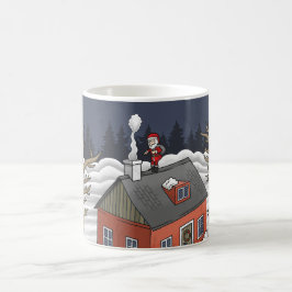 Kerstman en het kleine rode huis koffiemok