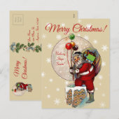 Kerstman en het Narrow Chimney Christmas Briefkaar Feestdagenkaart (Voorkant / Achterkant)