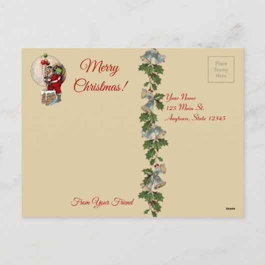 Kerstman en het Narrow Chimney Christmas Briefkaar Feestdagenkaart (Achterkant)