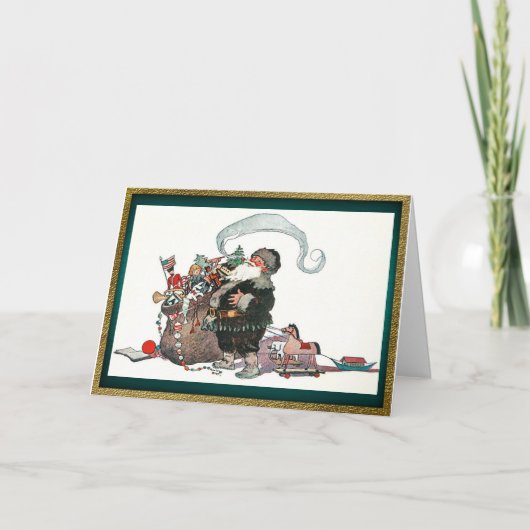 Kerstman en HIs Tas van Speelgoed Kerst Vakantie K Feestdagen Kaart (Voorkant)