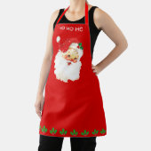  kerstman en Holly Berry Leaves op rood Schort (Insitu)