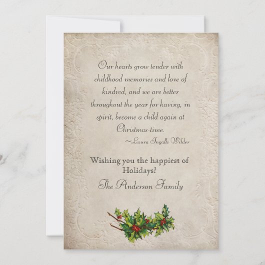 Kerstman en Holly in het Lijst Gold Feestdagenkaart (Achterkant)